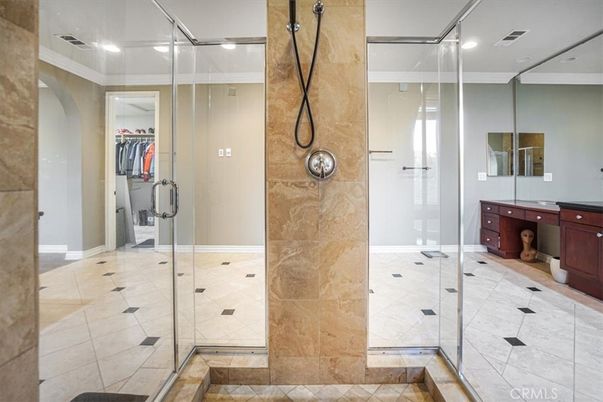 Bathroom, Glass Shower, Interior, Recessed Lighting