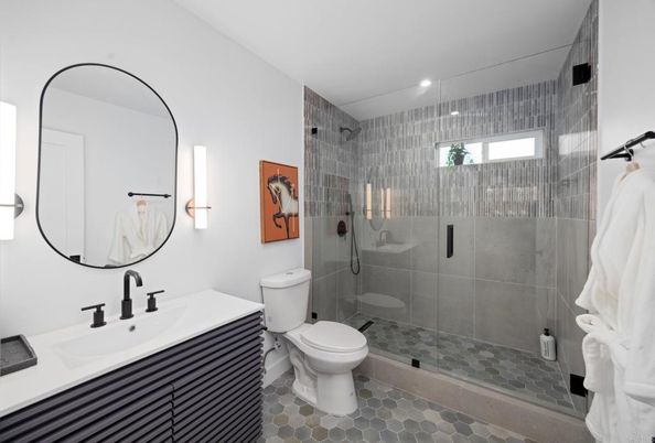 Bathroom, Glass Shower, Interior, Recessed Lighting