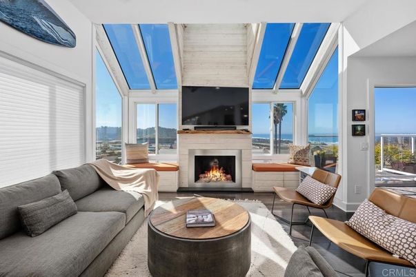 Fireplace, Interior, Living room, Sun Room, Water