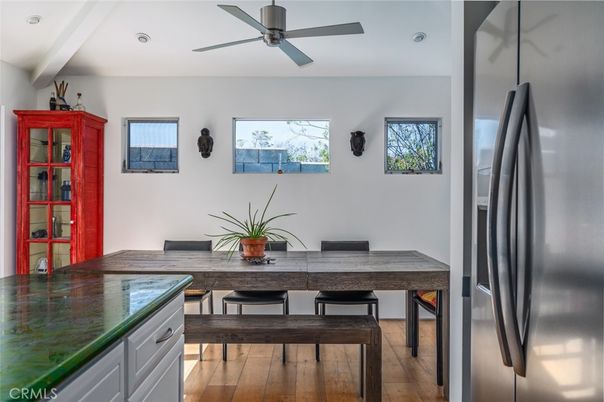 Dining room, Interior, Kitchen, Recessed Lighting, Wood Texture Flooring