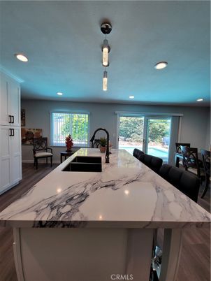 Interior, Kitchen, Pendant Lights, Recessed Lighting, Wood Texture Flooring