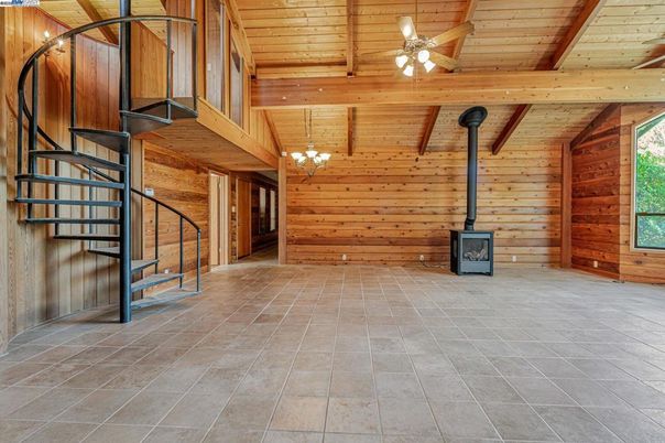 Chandelier, Empty room, Interior, Wooden Beams, Wooden Ceilings, Wooden Walls