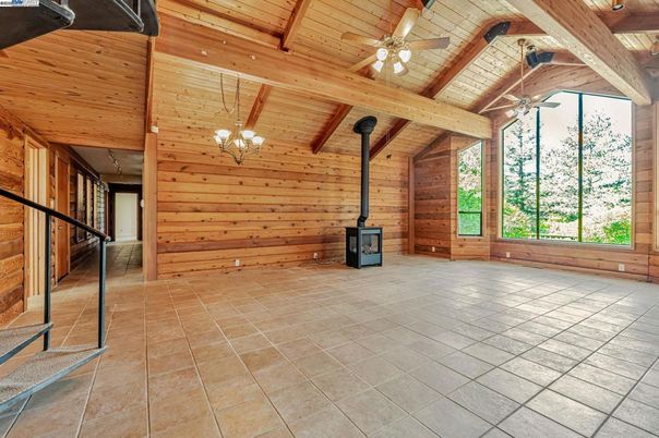 Chandelier, Empty room, Interior, Wooden Beams, Wooden Ceilings, Wooden Walls