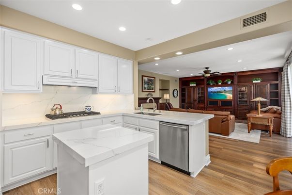 Interior, Kitchen, Living room, Recessed Lighting, Stainless Steel Appliances, Wood Texture Flooring