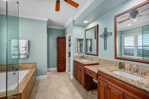 Bathroom, Dual Sink Vanities, Glass Shower, Interior, Recessed Lighting