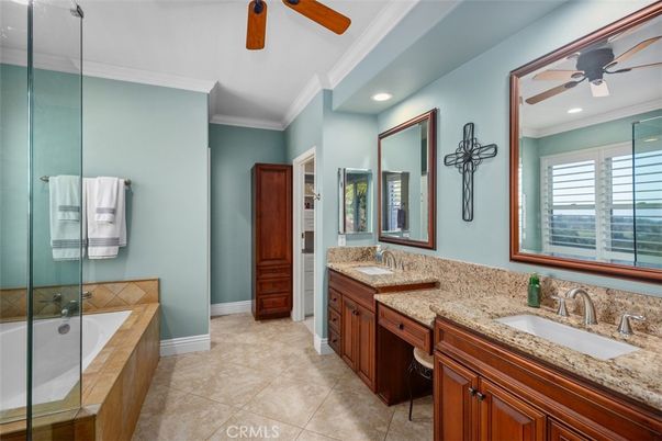 Bathroom, Dual Sink Vanities, Glass Shower, Interior, Recessed Lighting