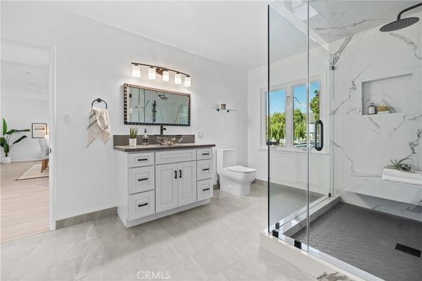 Bathroom, Glass Shower, Interior, Marble Walls