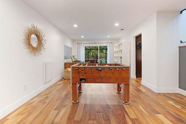Game Room, Interior, Recessed Lighting, Wood Texture Flooring