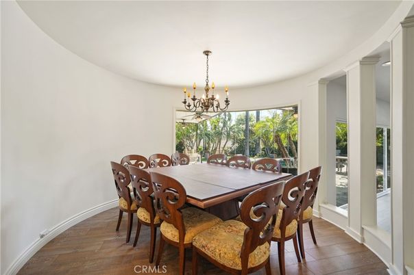 Chandelier, Dining room, Interior, Wood Texture Flooring