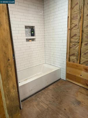 Bathroom, Interior, Stone Walls, Wood Texture Flooring