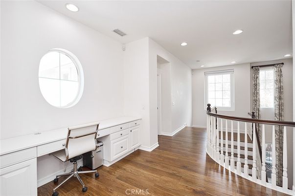 Home Office, Interior, Recessed Lighting, Wood Texture Flooring