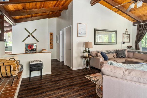 Interior, Living room, Piano, Wooden Beams, Wooden Ceilings, Wood Texture Flooring