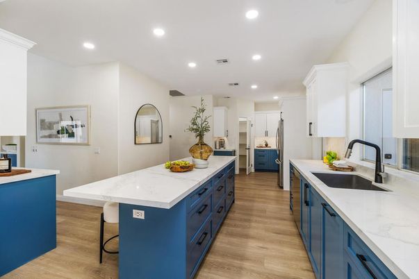 Interior, Kitchen, Recessed Lighting, Wood Texture Flooring