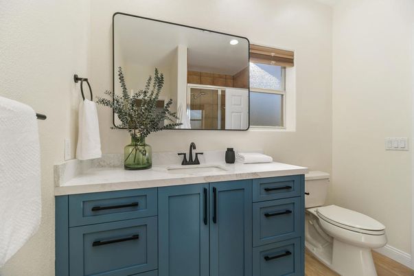 Bathroom, Interior, Recessed Lighting, Wood Texture Flooring