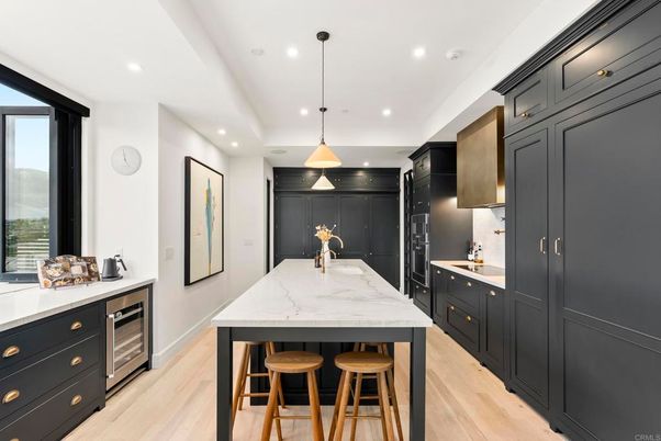 Interior, Kitchen, Pendant Lights, Recessed Lighting, Wood Texture Flooring