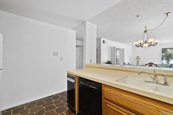 Chandelier, Interior, Kitchen, Tile Countertops