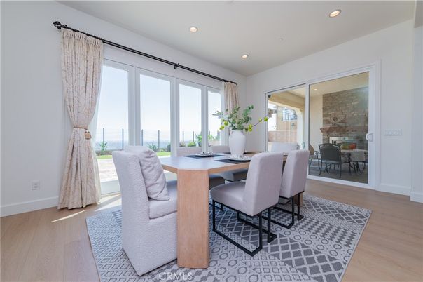 Dining room, Interior, Recessed Lighting, Wood Texture Flooring