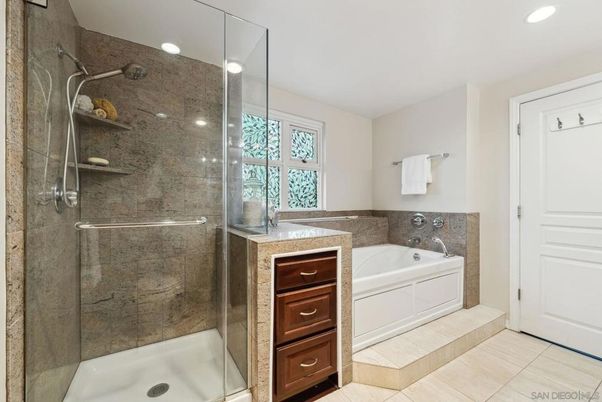 Bathroom, Glass Shower, Interior, Recessed Lighting