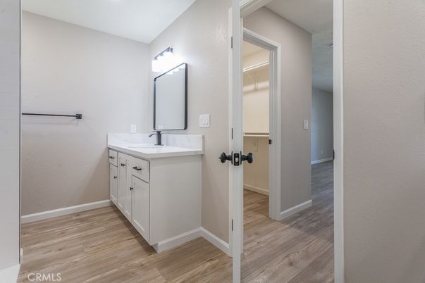 Bathroom, Dual Sink Vanities, Interior, Wood Texture Flooring