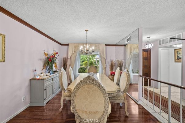 Chandelier, Dining room, Interior, Wood Texture Flooring