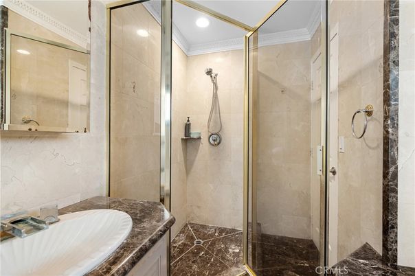 Bathroom, Glass Shower, Interior, Recessed Lighting