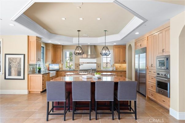 Chandelier, Interior, Kitchen, Pendant Lights, Recessed Lighting, Stainless Steel Appliances
