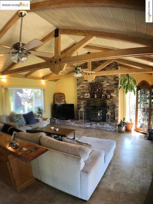 Fireplace, Interior, Living room, Stone Walls, Wooden Beams