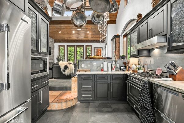 Interior, Kitchen, Recessed Lighting, Stainless Steel Appliances, Wooden Ceilings