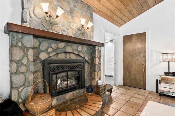 Fireplace, Interior, Stone Walls, Wooden Ceilings
