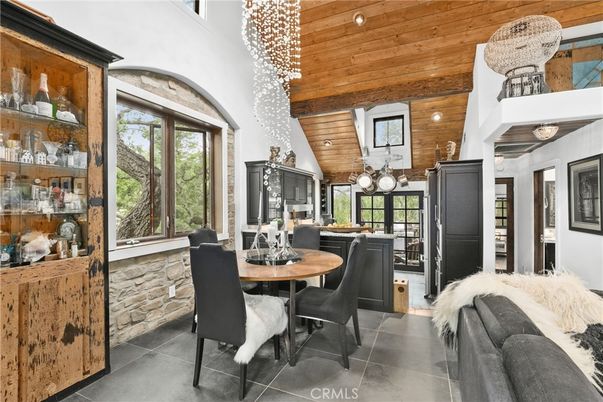 Dining room, Interior, Pendant Lights, Wooden Ceilings