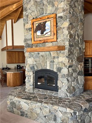 Fireplace, Interior, Stone Walls, Wooden Beams
