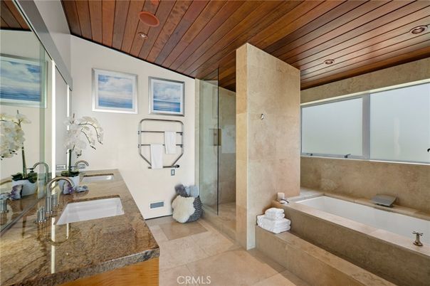 Bathroom, Interior, Recessed Lighting, Wooden Ceilings