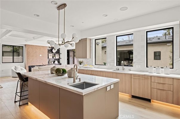 Interior, Kitchen, Pendant Lights, Recessed Lighting, Wood Texture Flooring