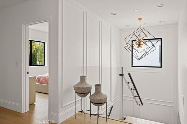 Bedroom, Interior, Pendant Lights, Recessed Lighting, Wood Texture Flooring