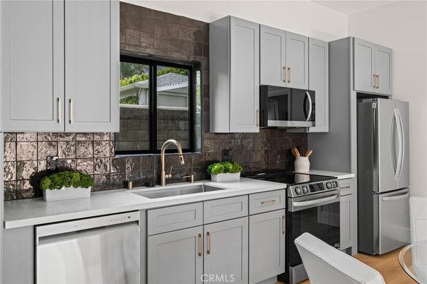 Interior, Kitchen, Stainless Steel Appliances, Wood Texture Flooring