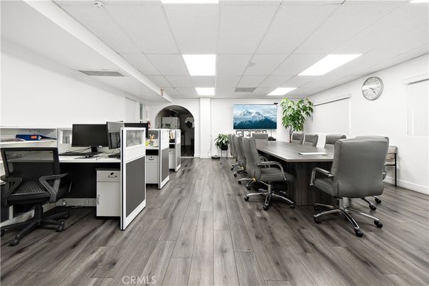 Home Office, Interior, Recessed Lighting, Wood Texture Flooring