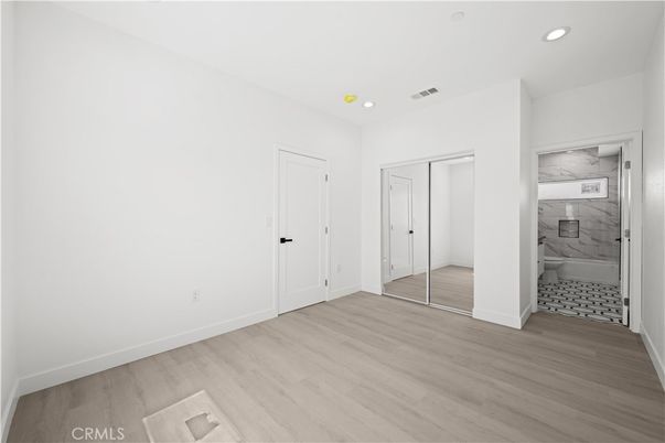 Bathroom, Empty room, Interior, Recessed Lighting, Wood Texture Flooring