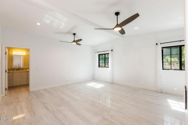 Bathroom, Empty room, Interior, Recessed Lighting, Wood Texture Flooring