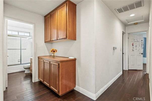 Bathroom, Glass Shower, Interior, Recessed Lighting, Wood Texture Flooring