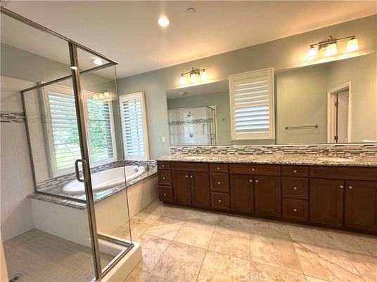 Bathroom, Dual Sink Vanities, Glass Shower, Interior, Recessed Lighting