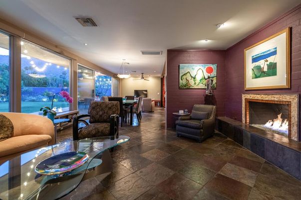 Dining room, Fireplace, Interior, Living room, Pendant Lights, Recessed Lighting