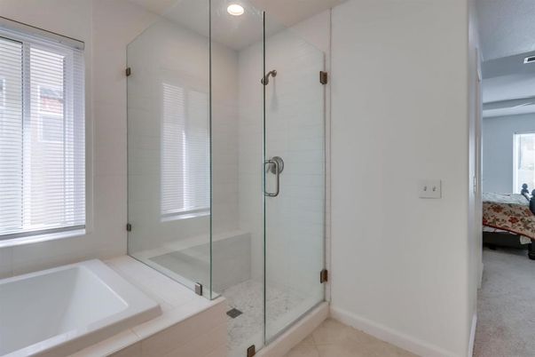 Bathroom, Glass Shower, Interior, Recessed Lighting