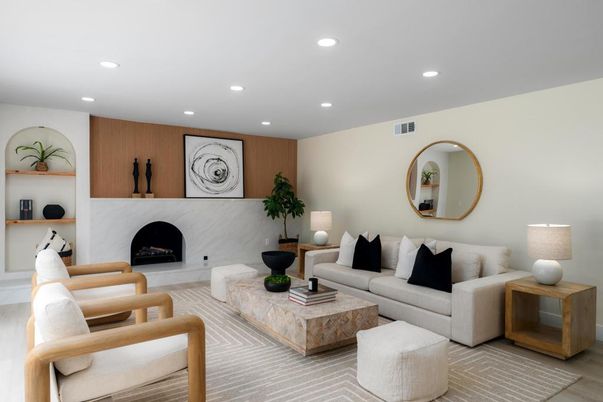 Fireplace, Interior, Living room, Recessed Lighting