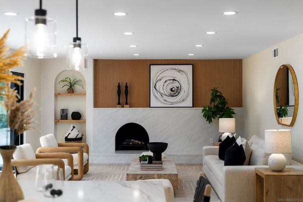 Fireplace, Interior, Living room, Recessed Lighting