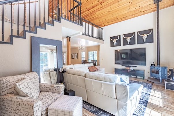 Chandelier, Interior, Living room, Wooden Ceilings, Wood Texture Flooring