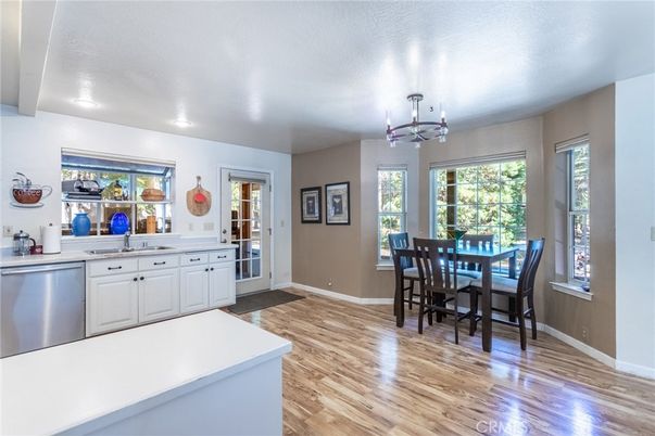 Chandelier, Dining room, Interior, Kitchen, Recessed Lighting, Wood Texture Flooring