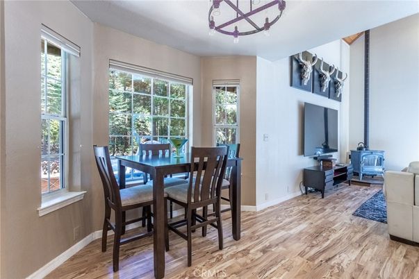 Chandelier, Dining room, Interior, Wood Texture Flooring