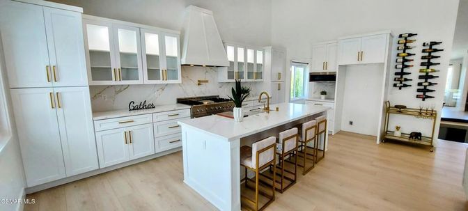 Interior, Kitchen, Marble Walls, Wood Texture Flooring