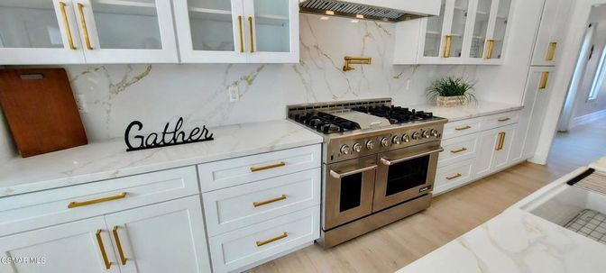 Interior, Kitchen, Marble Walls, Wood Texture Flooring