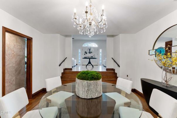 Chandelier, Dining room, Interior, Wood Texture Flooring